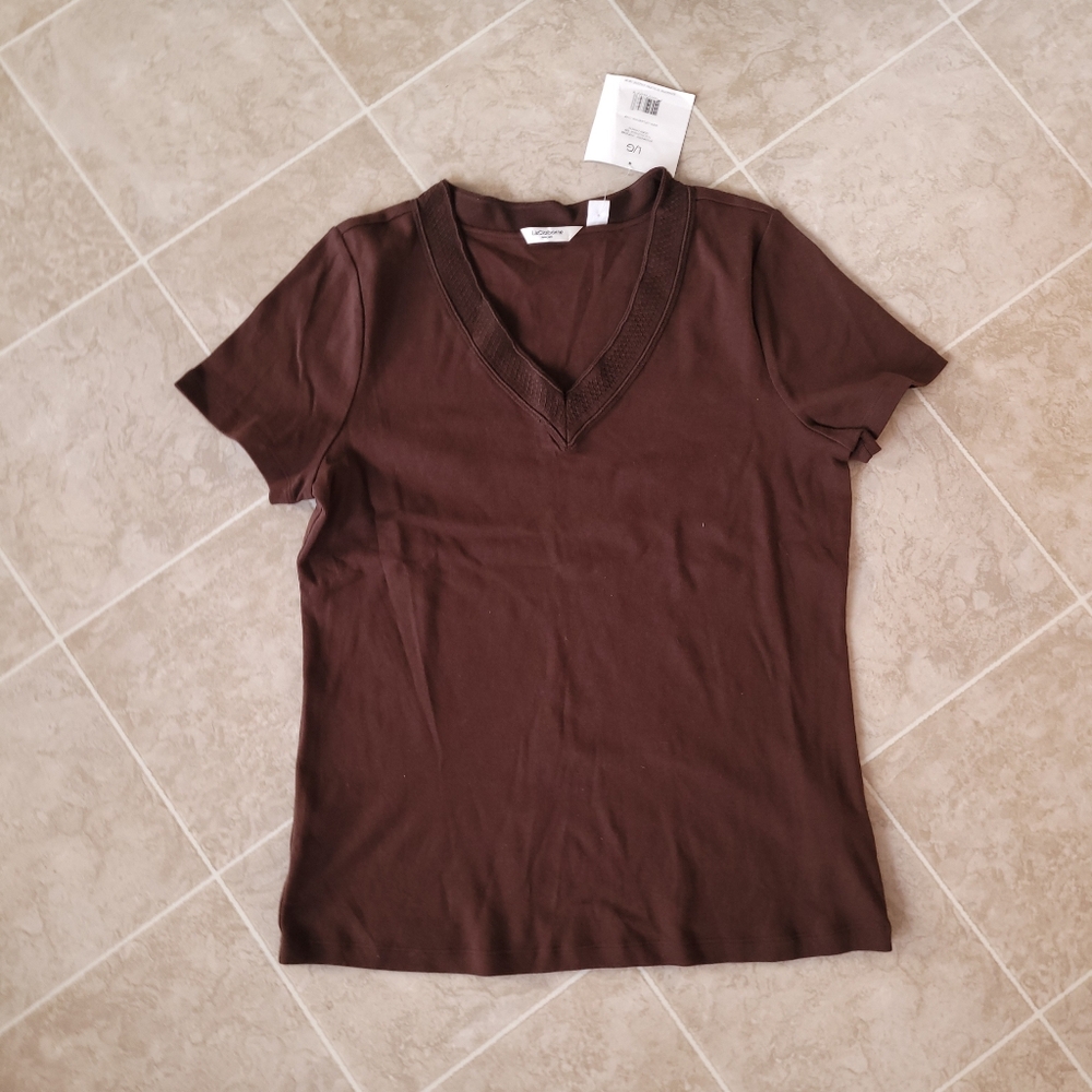 Brown Short Sleeve V-Neck T-Shirt